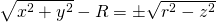 \sqrt{x^2+y^2}-R=\pm \sqrt{r^2-z^2}